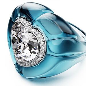 Swarovski Dulcis cocktail ring, Heart cut, Pavé, Heart, Blue Size 60 US9